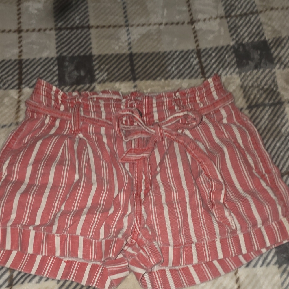American Eagle Outfitters Red and White High Waist Shorts